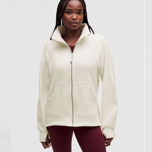 lululemon athletica Tops - Lululemon Scuba Tumbled Fleece Funnel-Neck Full Zip| Bone | s: M/L